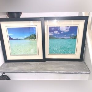 Set of 2 Picture Framed Print Ocean Beach scene large